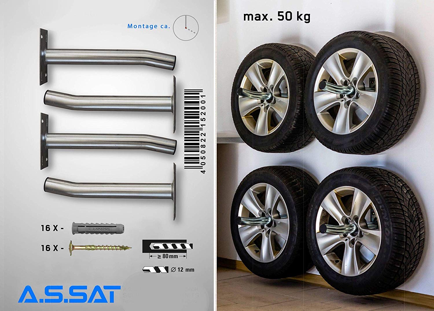 Rack De Rangement Étagère Garage Rangement Pneus Mobile 100 Kg Pour 4