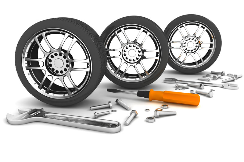 Roues de secours et matériel pour l'installer