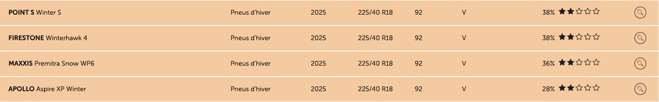 Pneus hiver 2025 recommandés avec réserve